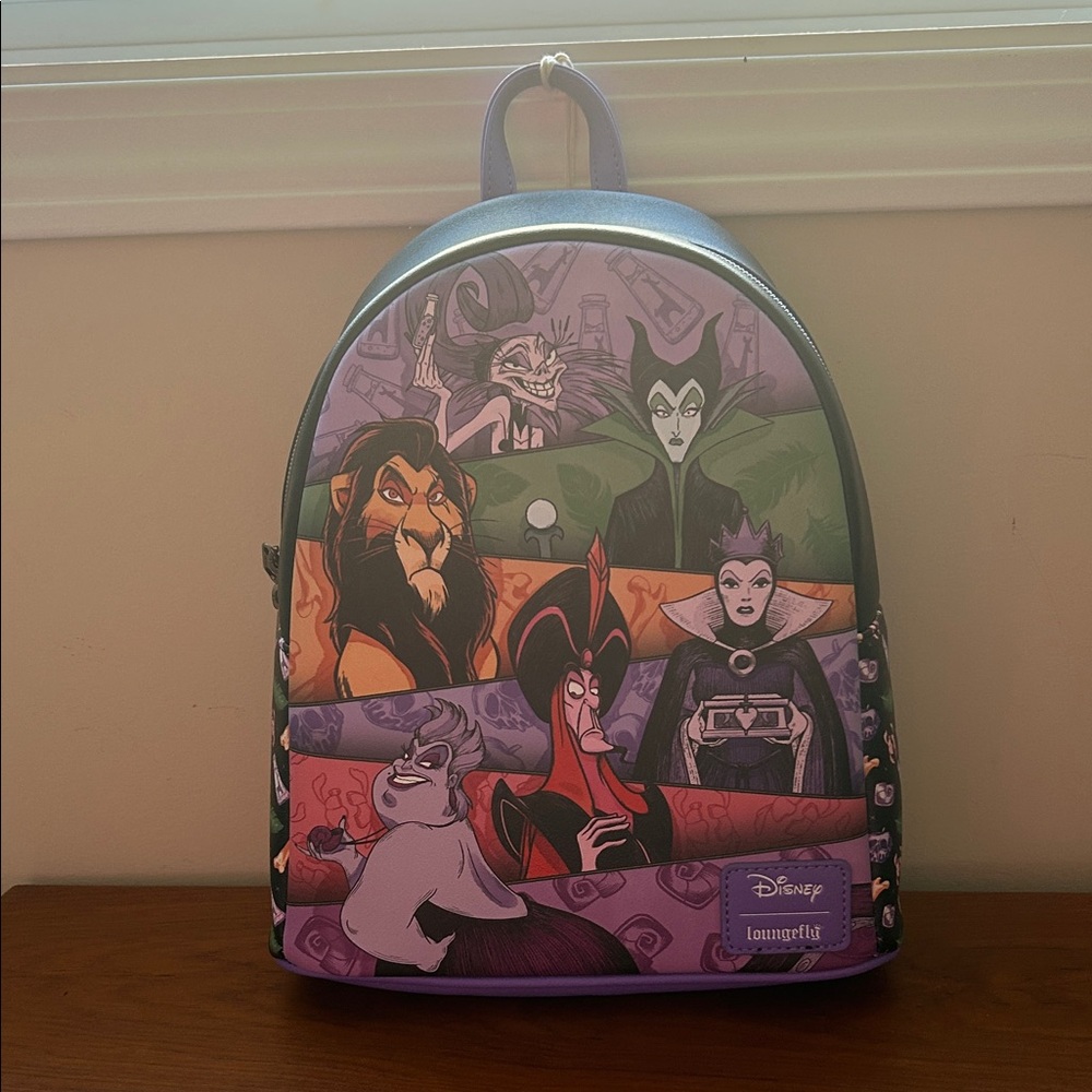 ✨ NWT Disney Loungefly Villains Panels Mini Backpack Yzma Scar Jafar Ursula ✨